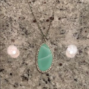 Premier Designs Aqua Stone Pendant Silver Necklace